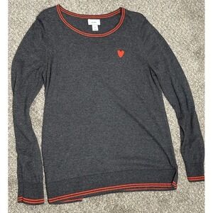Old Navy Heart Sweater Women's Medium Gray Preppy Romantic Casual Timeless‎